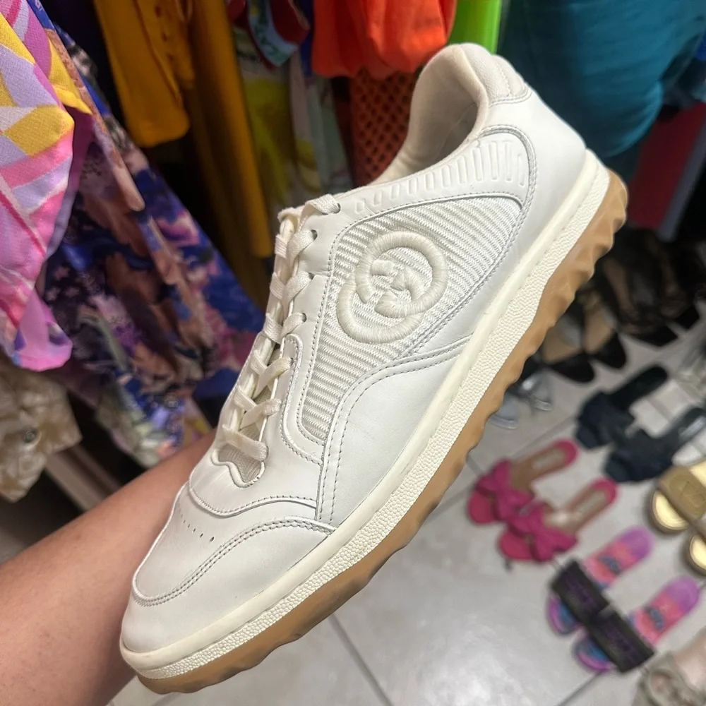 Gucci MAC80 Cream Leather Low-Top Sneakers | Men’s 7.5 US | VGUC